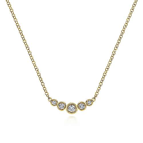 Curved Diamond Bar Necklace