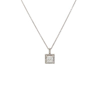 Princess Cut Diamond Halo Necklace