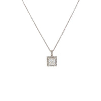 Princess Cut Diamond Halo Necklace