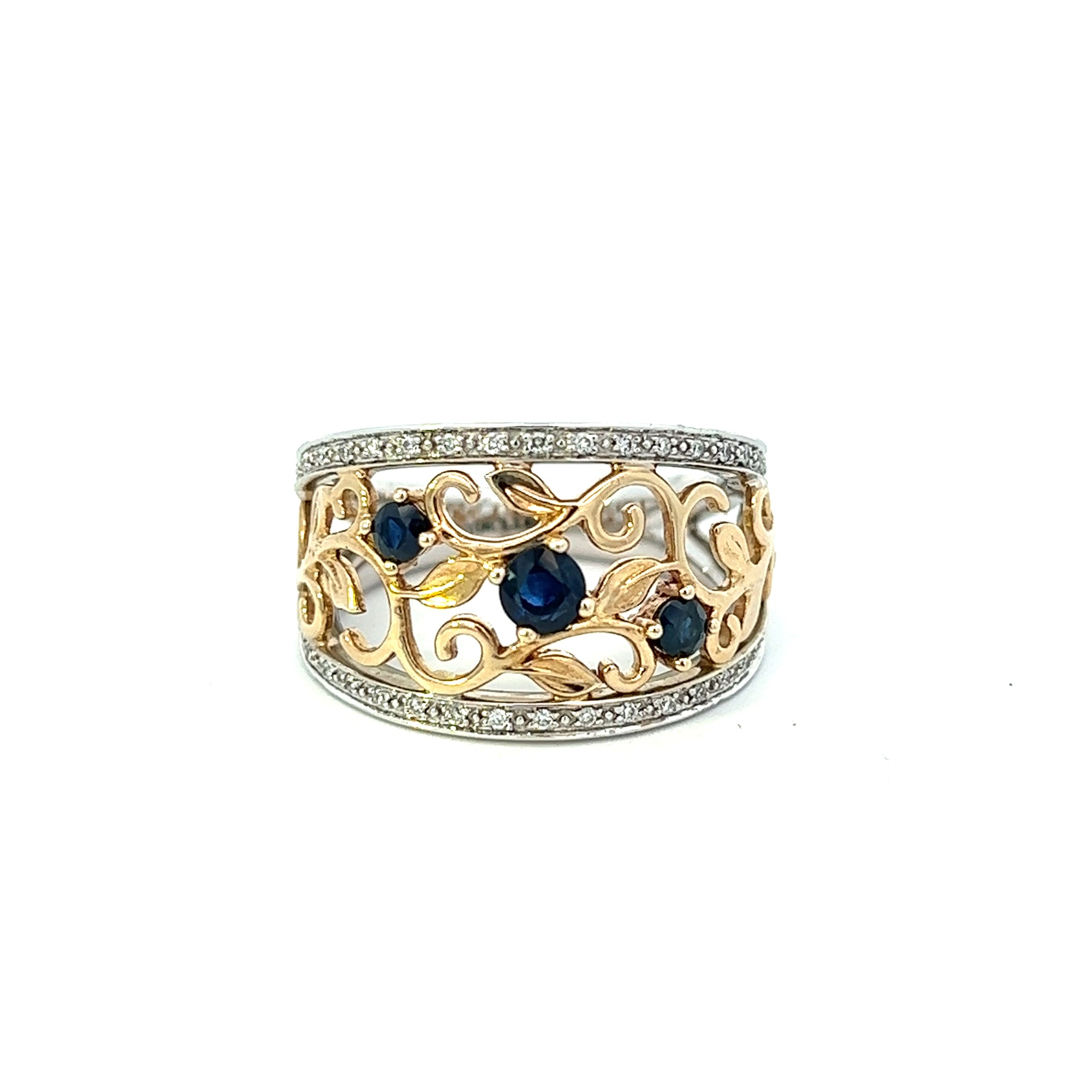 2 Tone Sapphire Ring