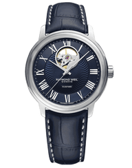 Men's Open Aperture Blue Leather Raymond Weil Watch