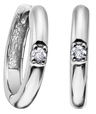Diamond White Gold Small Hoop Earrings