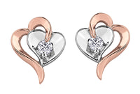 Two tone Rose Gold and White Gold Heart Diamond Earrings
