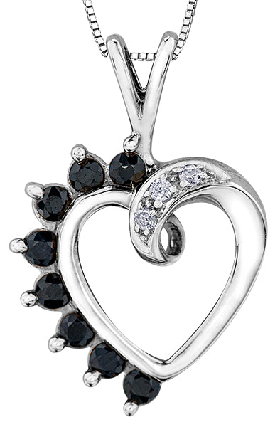 Blue Sapphire and Diamond Heart Shape Pendant Necklace