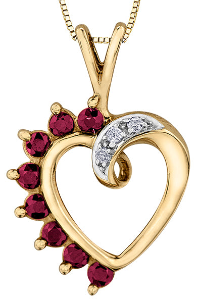 Ruby and Diamond Heart Shape Pendant Necklace
