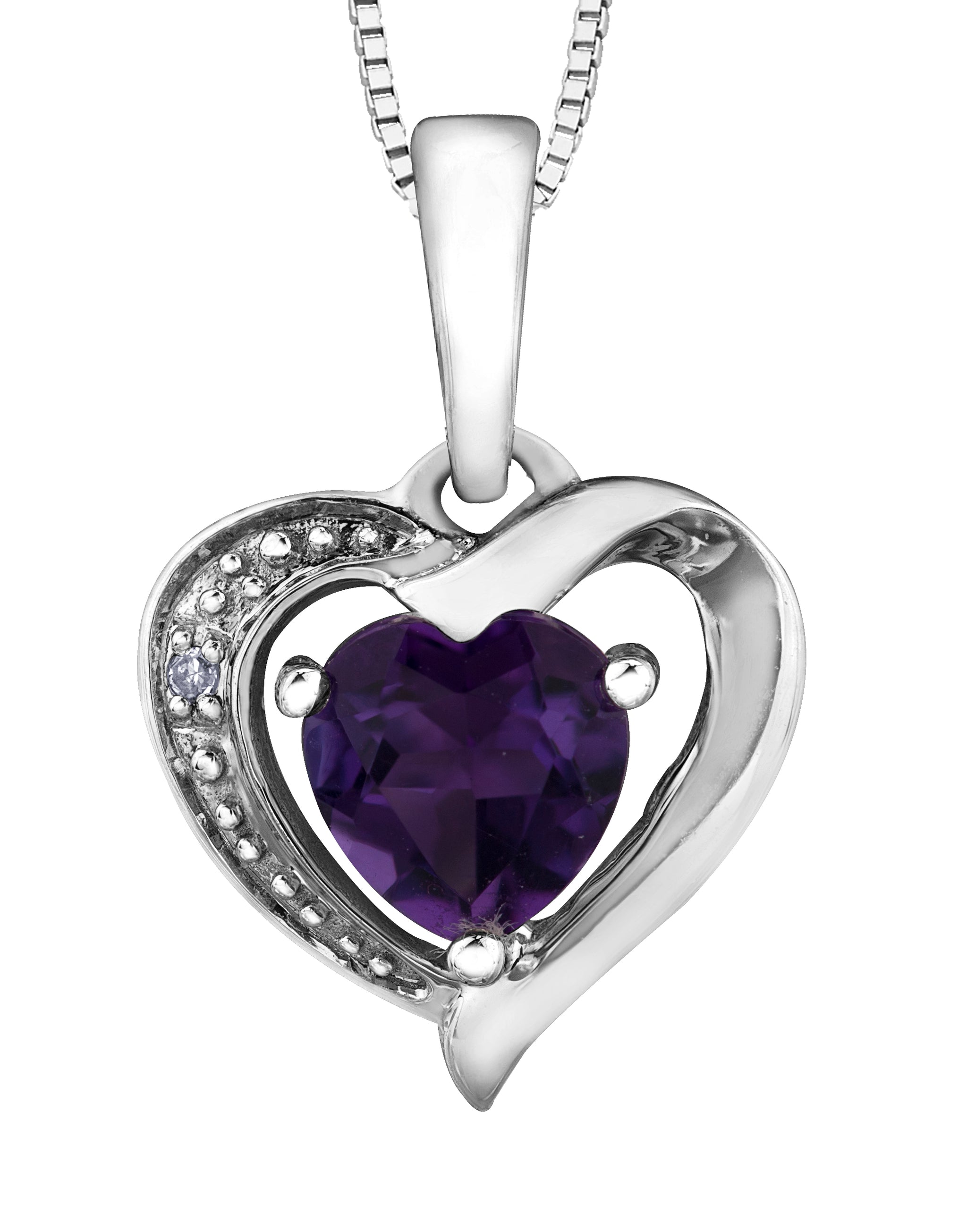 Diamond and Amethyst Heart Necklace