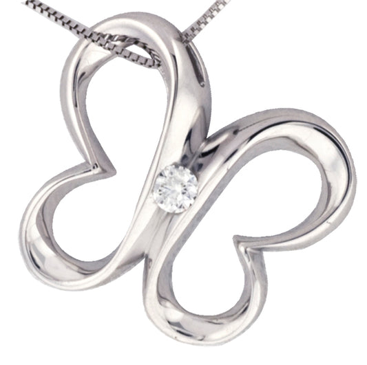 Sterling Silver Butterfly Diamond Pendant Necklace