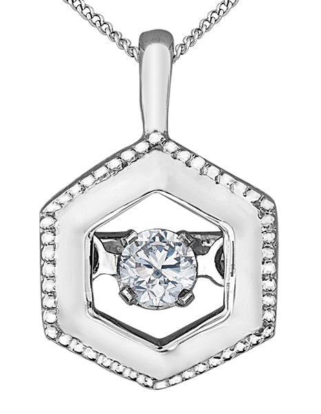 Dancing Diamond Hexagon Pendant Necklace