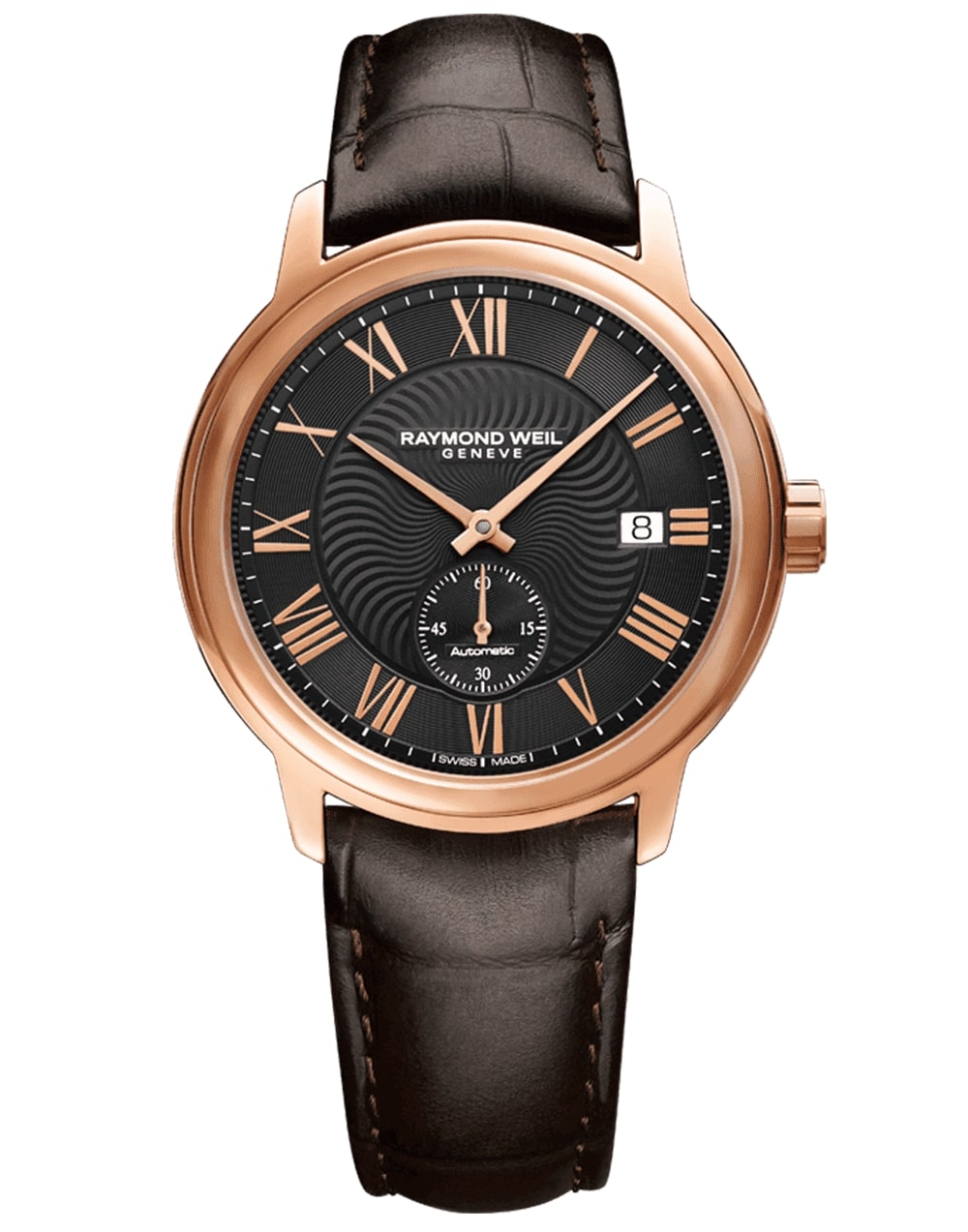 Men's Rose Gold Automatic Leather Raymond Weil Watch