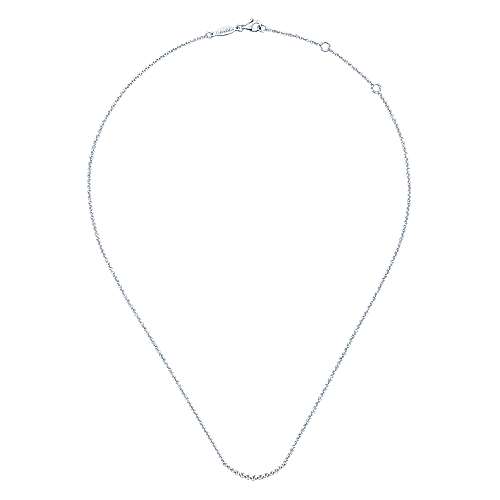 14K White Gold Curved Diamond Bar Necklace