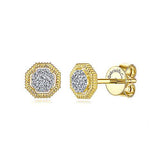 Octagonal Pavé Stud Earrings