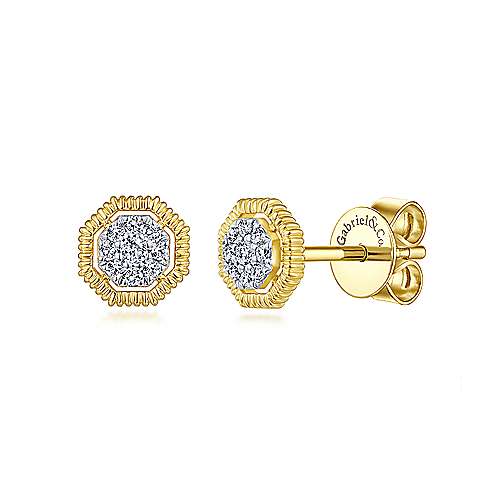 Octagonal Pavé Stud Earrings