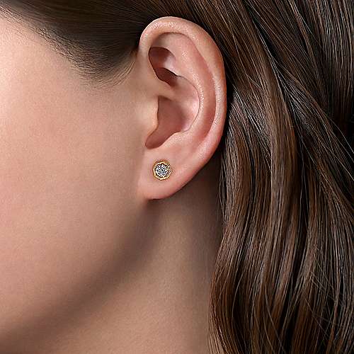 Octagonal Pavé Stud Earrings