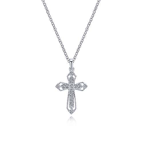 Openwork Diamond Cross Necklace