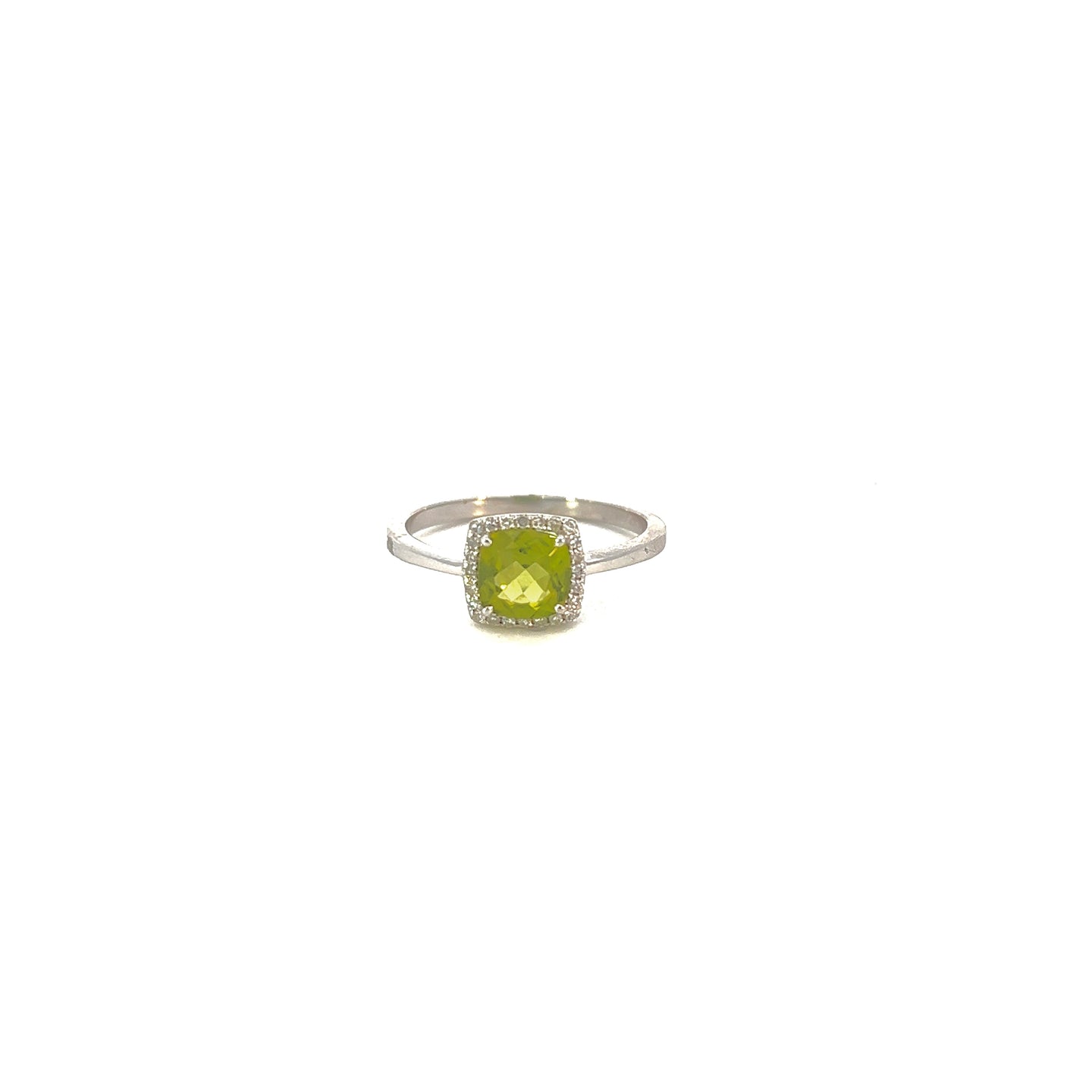 Peridot Ring with Diamond Halo