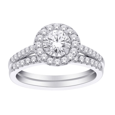 1 tw carat Round Brilliant Cut Diamond Engagement Ring Set