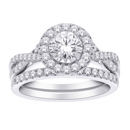 1 tw carat Round Brilliant Cut Diamond Engagement Ring Set