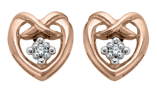 Rose Gold Diamond Heart Shape Earrings