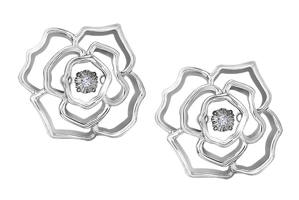 Sterling Silver Rose Diamond Earrings