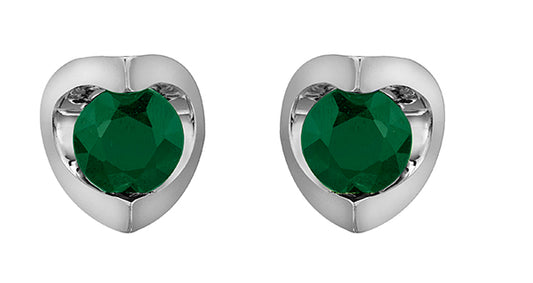 Emerald Stone White Gold Stud Earrings