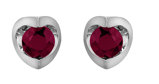 Ruby Stone White Gold Stud Earrings