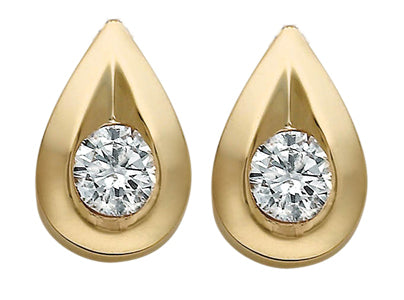 Teardrop Diamond Yellow Gold Earrings
