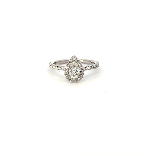 Diamond Pear Shaped Ring with Halo