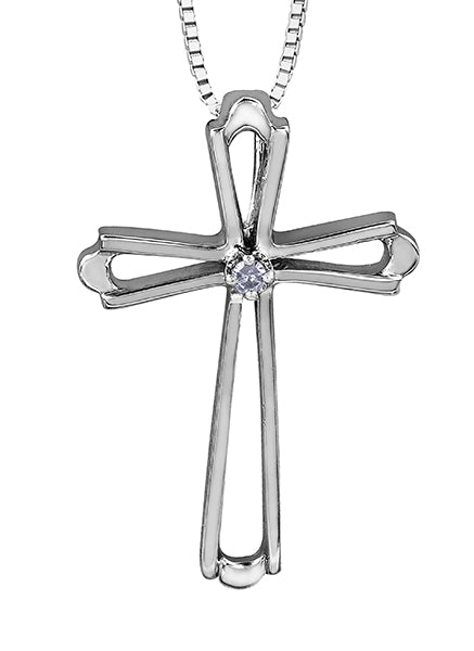 Diamond White Gold Cross Pendant Necklace