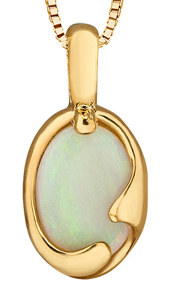 Yellow Gold Opal Pendant Necklace