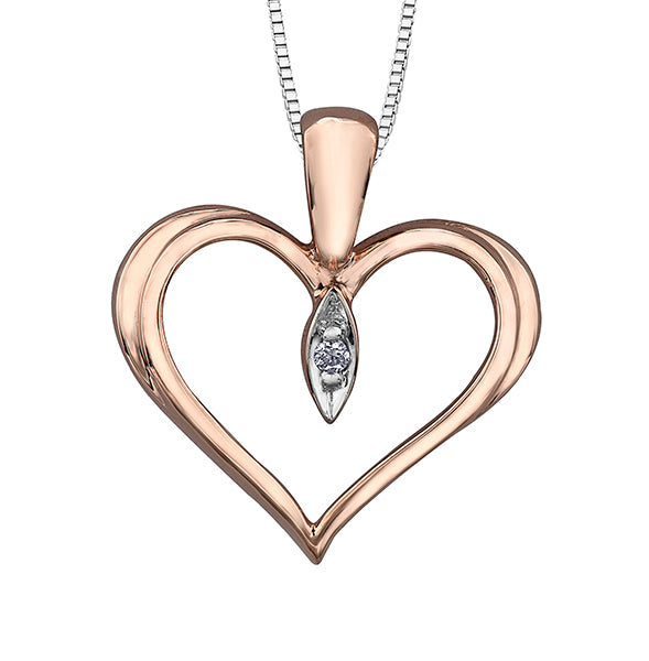 Diamond Rose Gold Heart Pendant Necklace