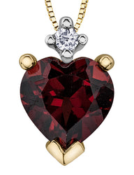 Garnet & Diamond Heart Necklace