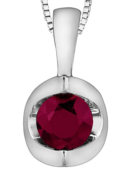 Ruby Stone White Gold Pendant Necklace