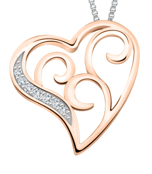 Diamond Rose Gold Heart Pendant Necklace