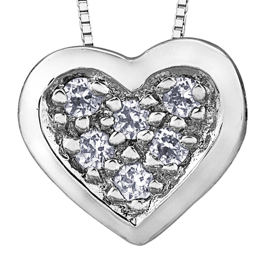 Diamond Filled White Gold Heart Pendant Necklace
