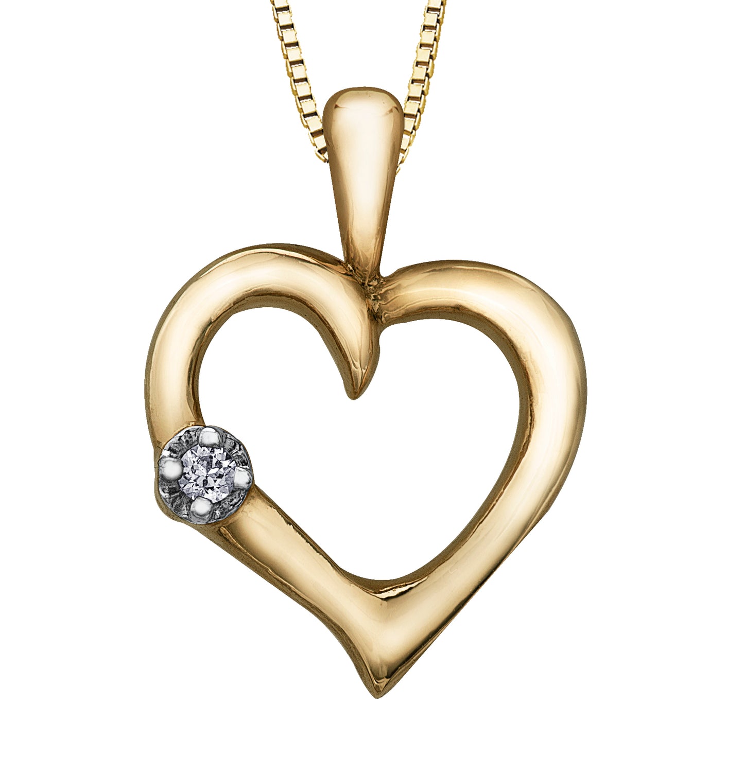 Yellow Gold Diamond Heart Shape Pendant Necklace
