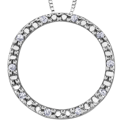 Diamond White Gold Circle Pendant Necklace