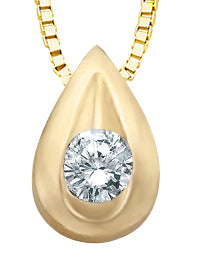 Teardrop diamond yellow gold pendant necklace