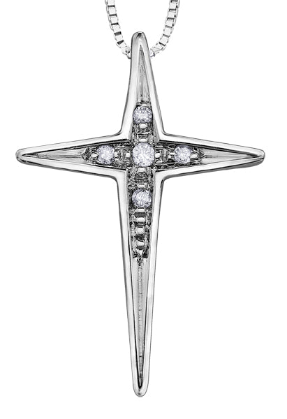 Diamond White Gold Cross Pendant Necklace