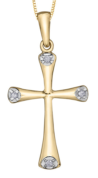 Diamond Yellow Gold Cross Pendant Necklace
