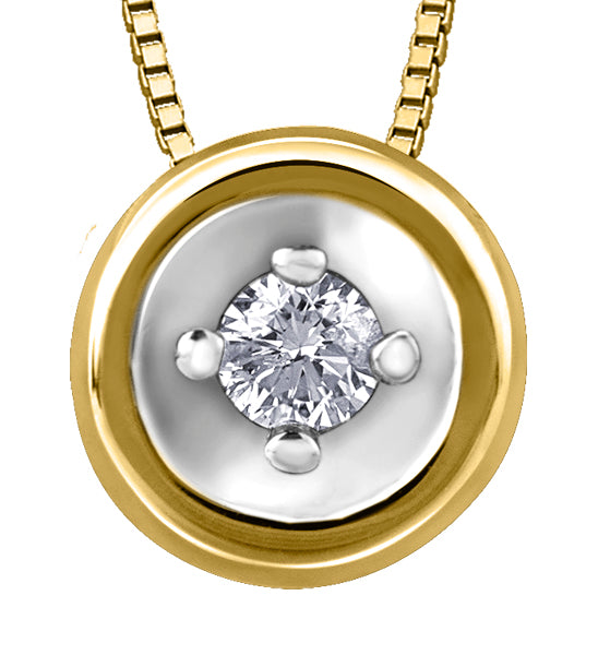 Diamond Yellow Gold Circle Pendant Necklace