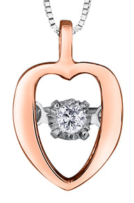 Dancing Diamond Rose Gold Heart Pendant Necklace
