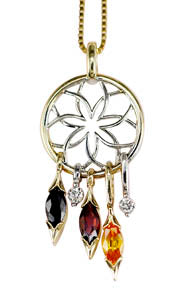 Two Tone Dreamcatcher Pendant Necklace with color stone