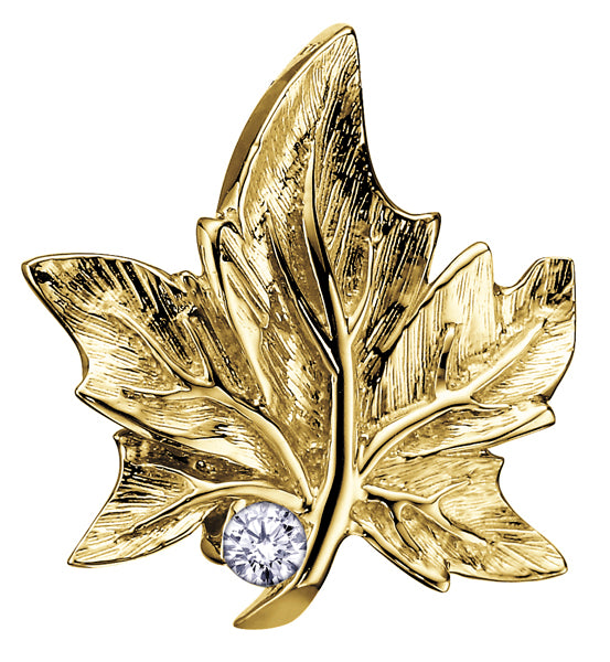 Yellow Gold Canadian Maple Leaf Pendant Necklace