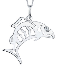 White Gold Salmon Pendant Necklace