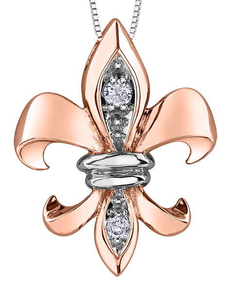 Two Tone Fleur-De-Lys Pendant Necklace