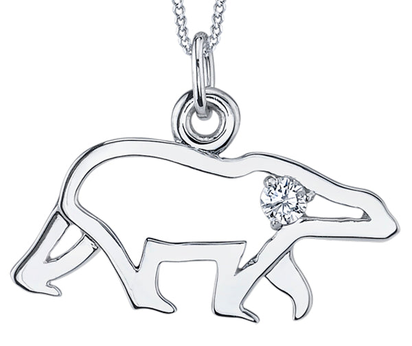 White Gold Polar Bear Pendant Necklace