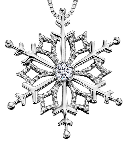 White Gold Snowflake Pendant Necklace