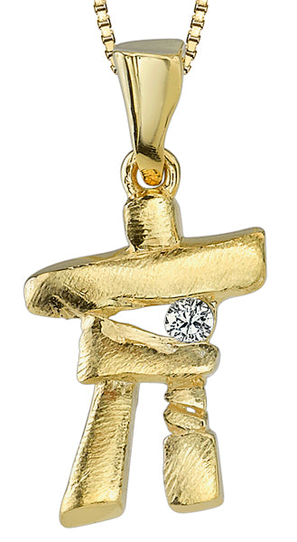 Yellow Gold Canadian Inukshuk Pendant Necklace