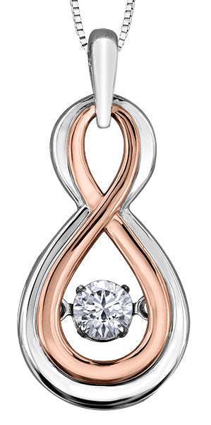 Two tone Dancing Diamond Infinity Pendant Necklace