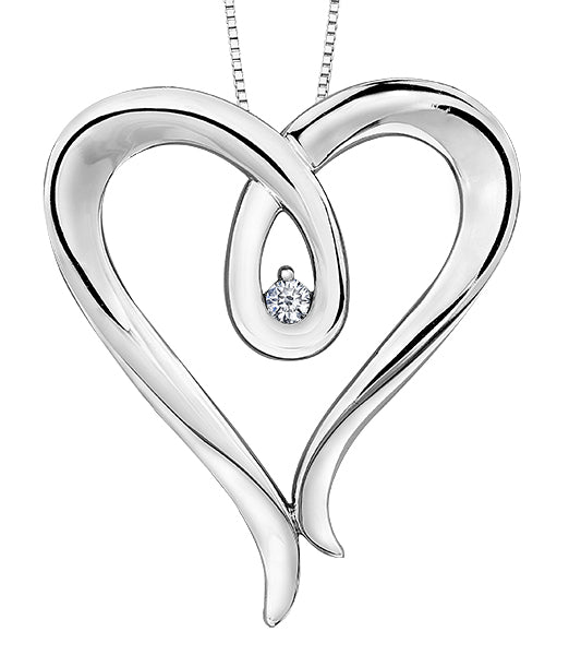 Sterling Silver Heart Diamond Pendant Necklace